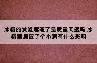 冰箱的发泡层破了是质量问题吗 冰箱里层破了个小洞有什么影响